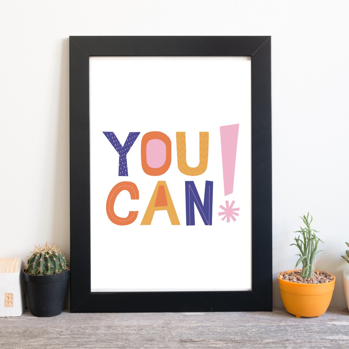 You Can Colorful Block Letter Encouragement Motivational Quote Poster