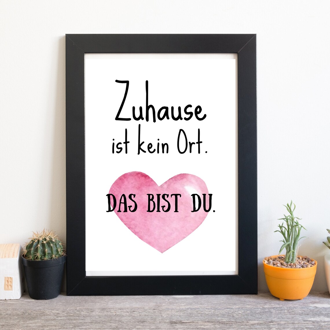 Home Is Where the Heart Is Quote with Pink Watercolor Heart Poster - Image 2