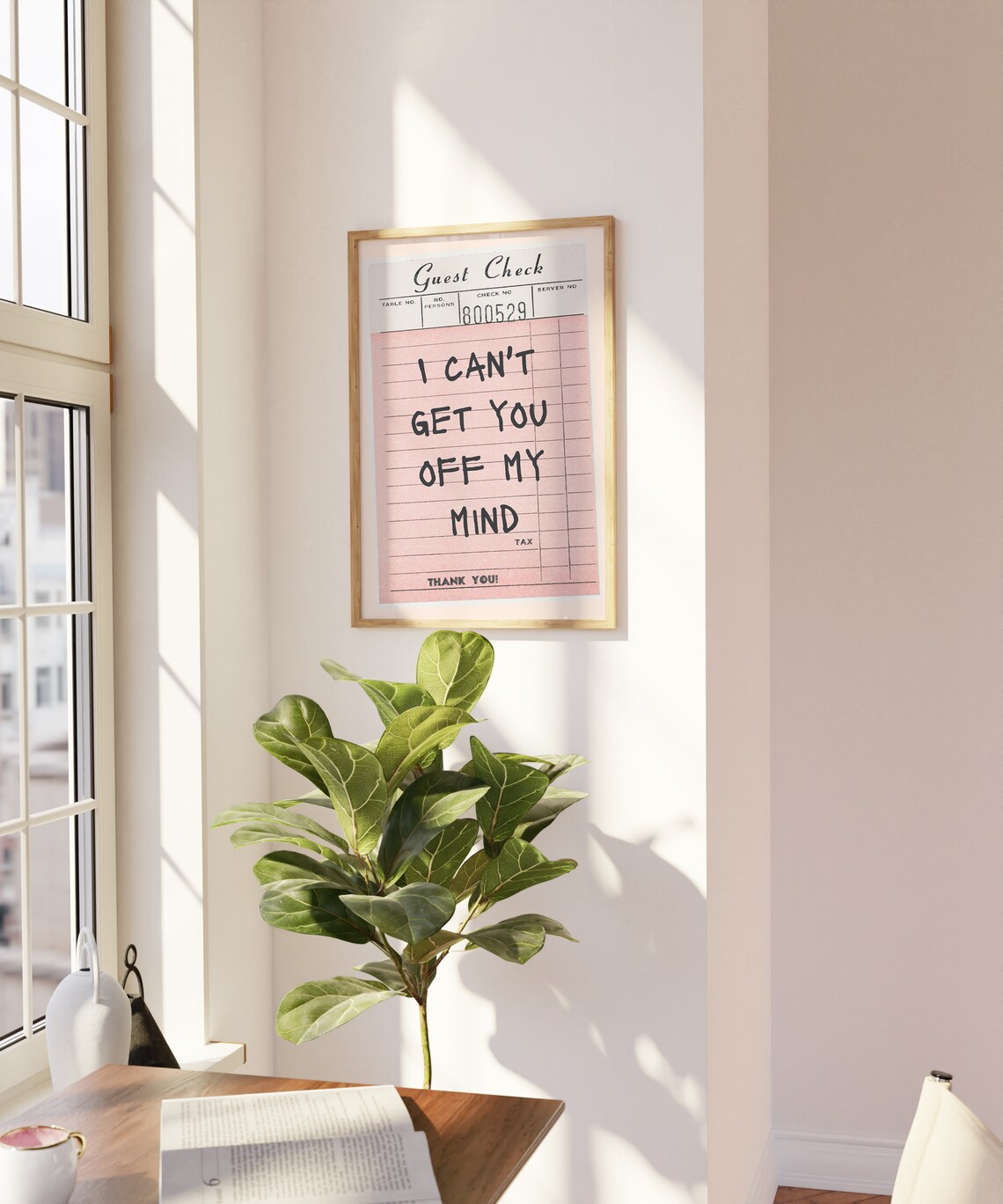 Guest Check Print, Pink and Red Romantic Decor - Image 3