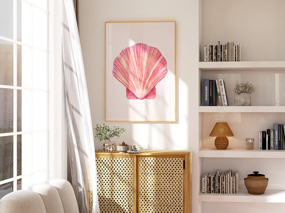Seashell Poster, Coastal Beach House Retro Print - Image 3