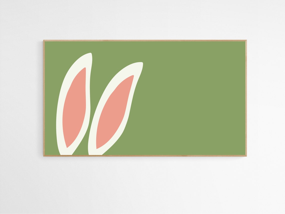 Easter Bunny Ears Minimalist Sage Green Spring Frame TV Poster