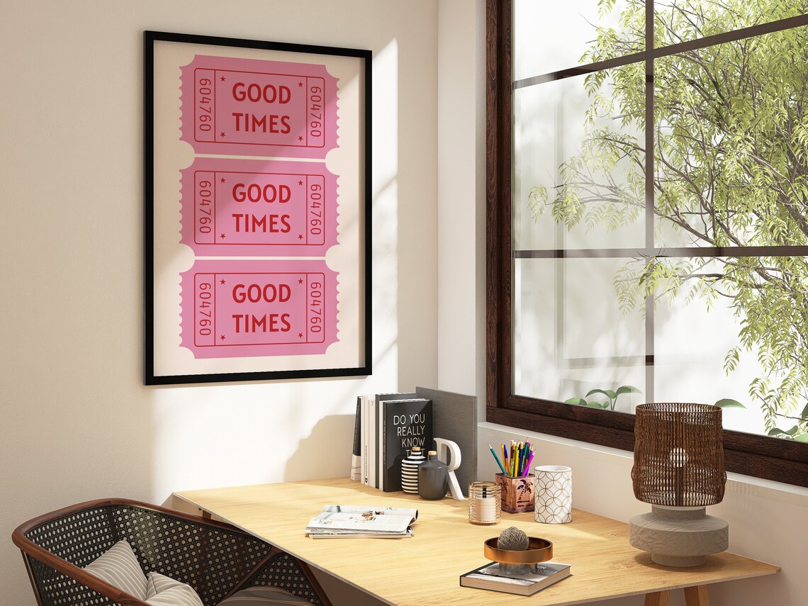 Good Times Ticket Art Print, Retro Bar Cart Decor - Image 4