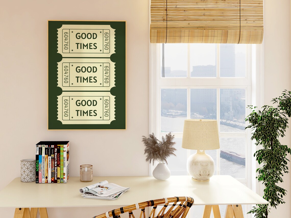 Green Good Times Ticket Retro Bar Cart Art Print - Image 3