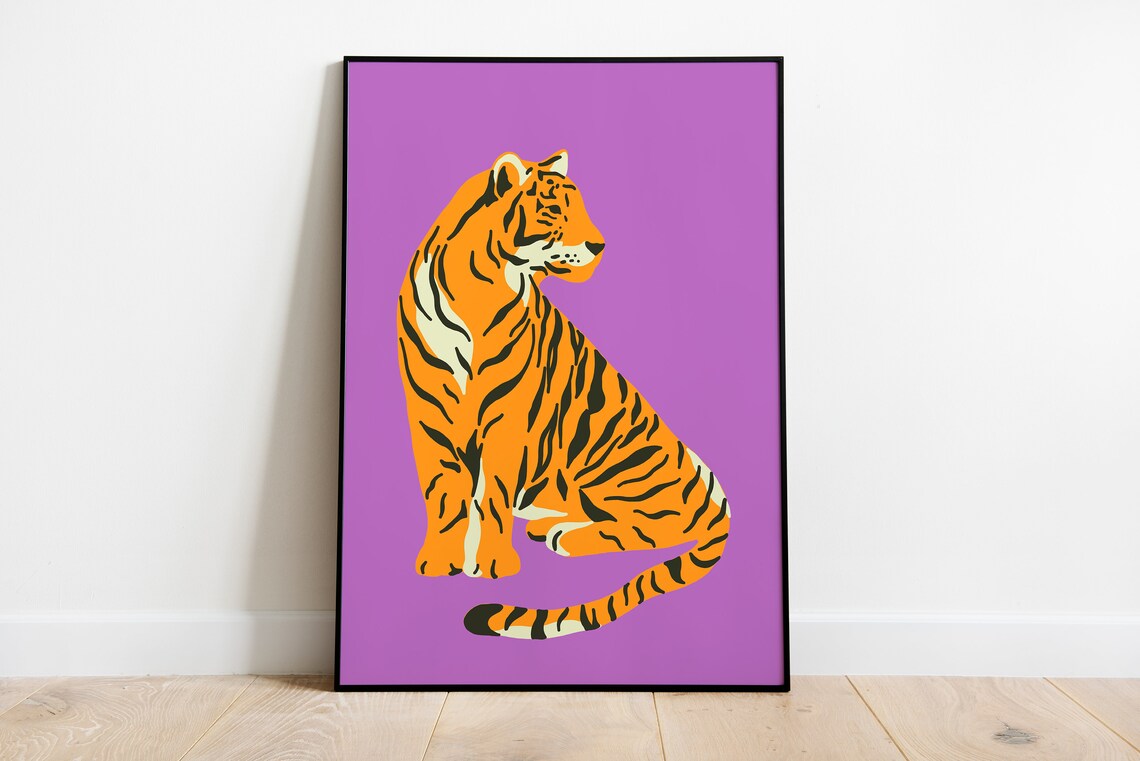 Tiger Print, Purple Leopard Boho Art Print - Image 3