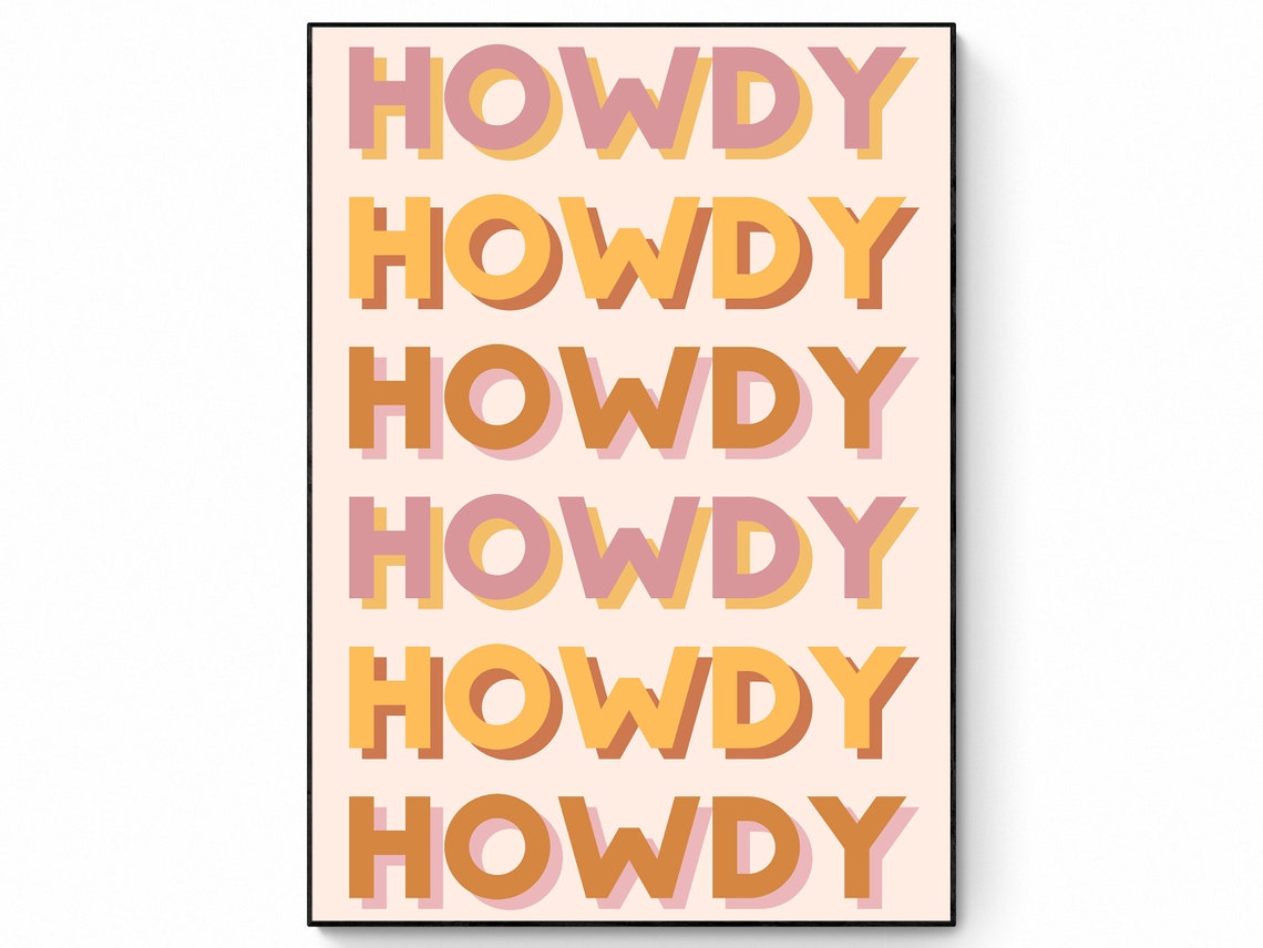 Howdy Retro 3D Letter Repeat Western Warm Tones Typography Poster