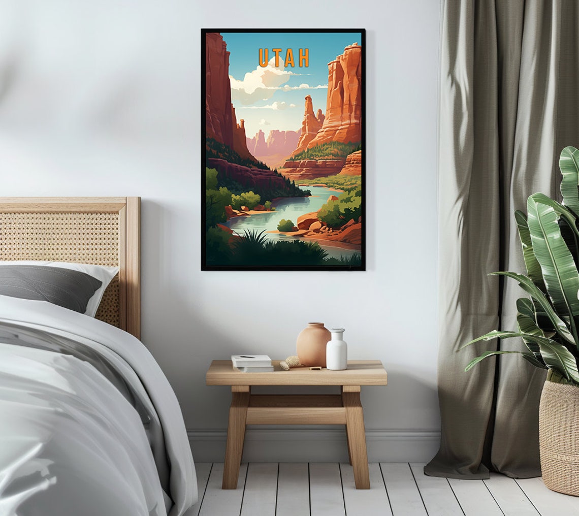 Utah Red Rock Canyon River Desert Landscape Vintage Travel Poster - Image 3