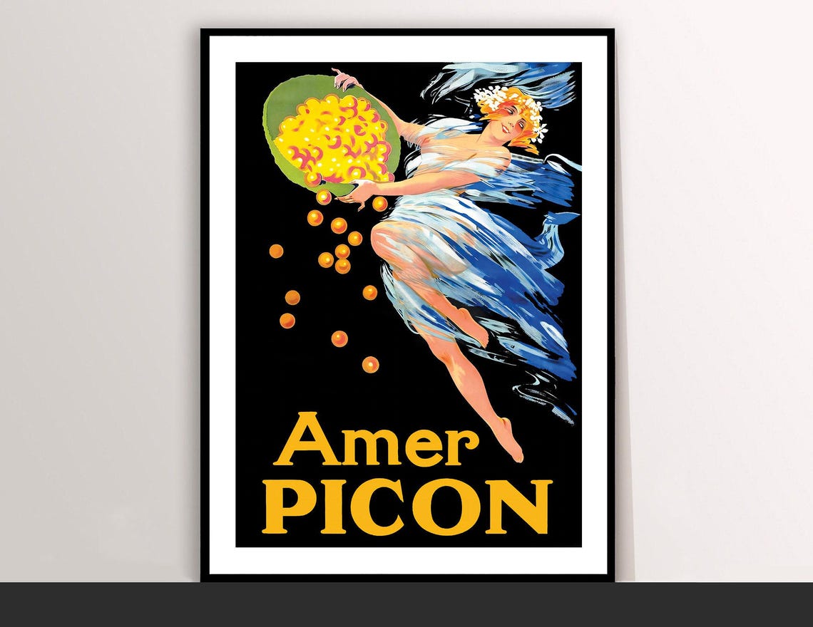 Amer Picon Vintage Aperitif Dancing Lady Oranges Advert Poster