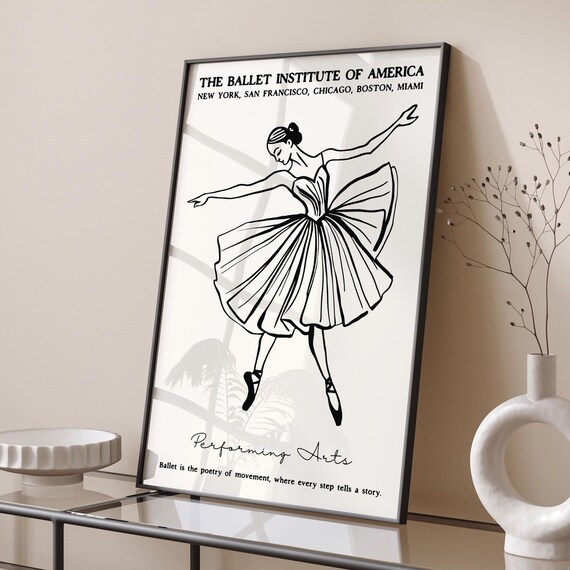 Ballet Institute of America Poster with Ballerina Sketch Art