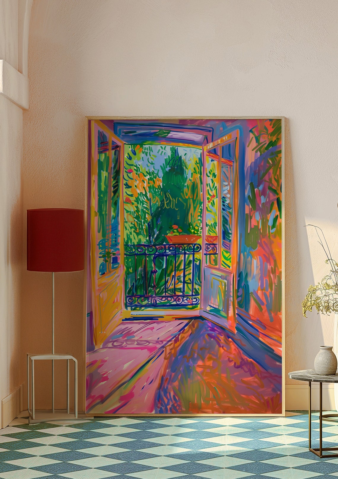 Open Balcony Doors Overlooking Garden Fauvist Impressionist Poster - Image 7