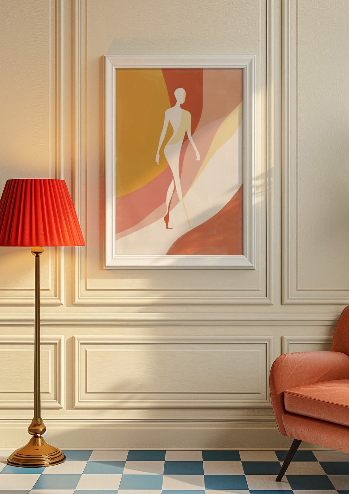 Minimalist Walking Figure Silhouette Warm Sunset Tones Abstract Poster - Image 8