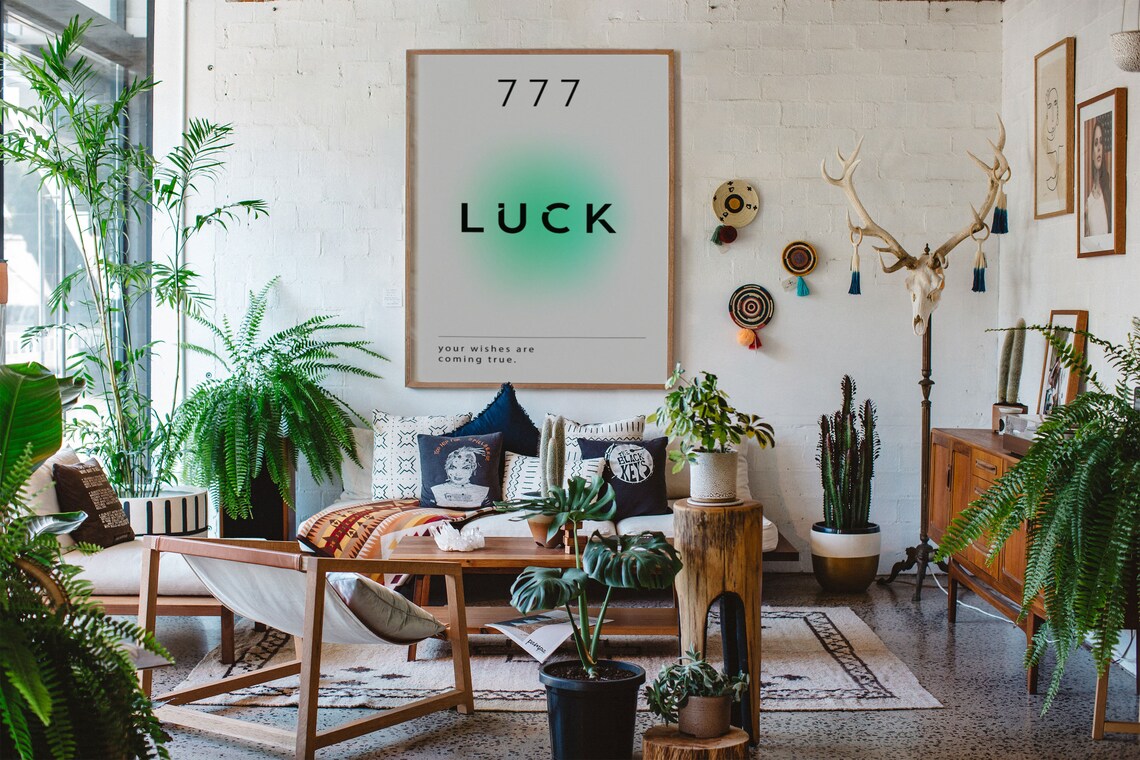 Angel Number 777 Luck Minimalist Aura Spiritual Affirmation Poster - Image 6