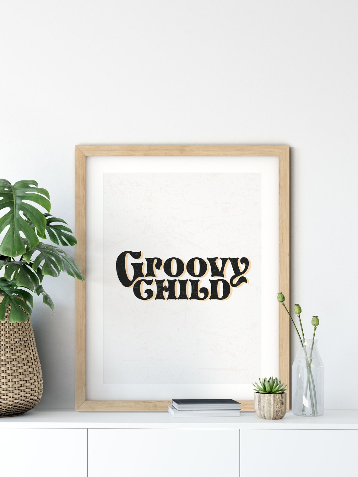 Groovy Child Minimal Black Lettering Beige Retro Typography Poster - Image 7