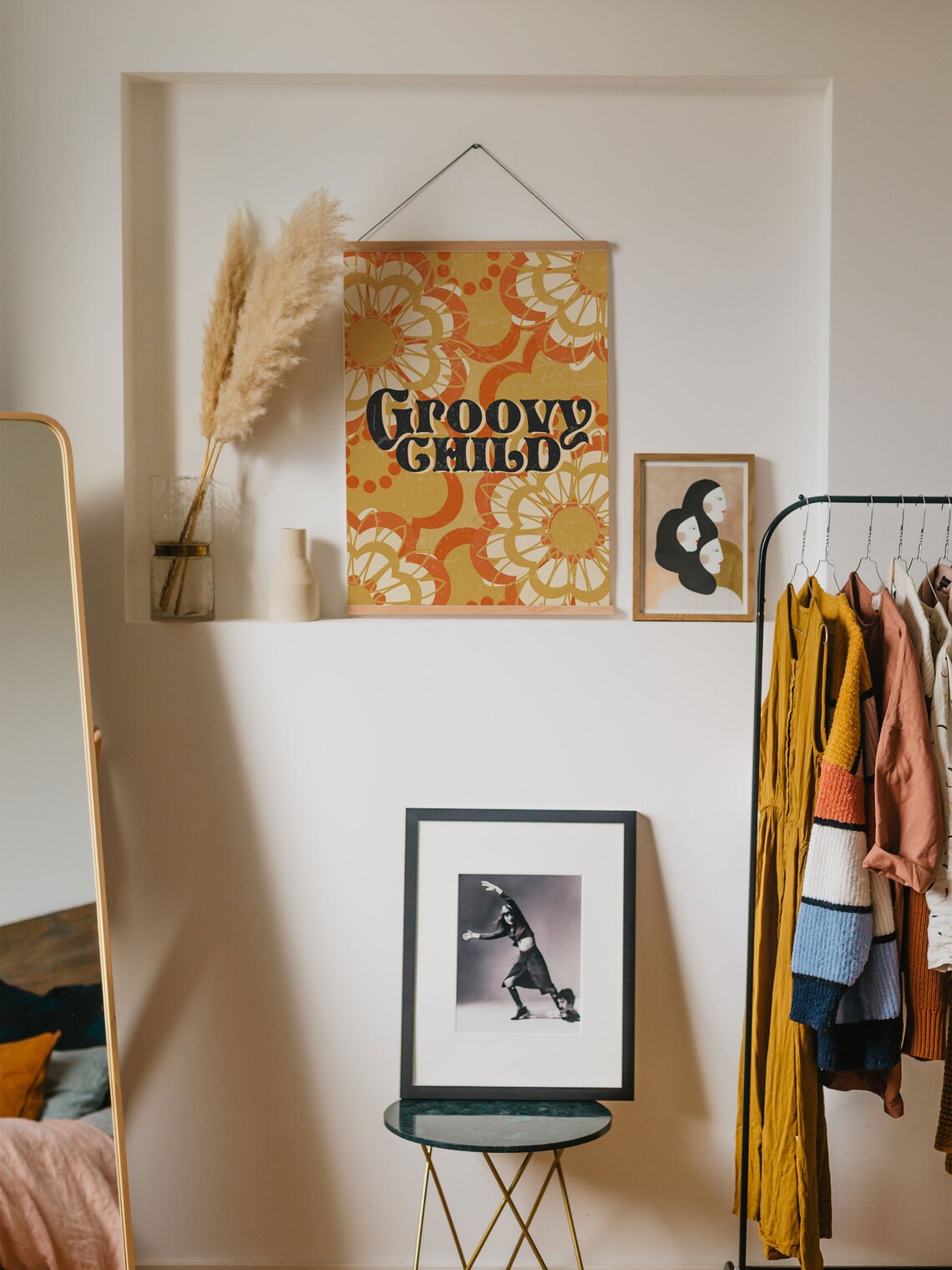 Groovy Child Mustard Brown Floral 70s Bohemian Retro Art Poster - Image 6