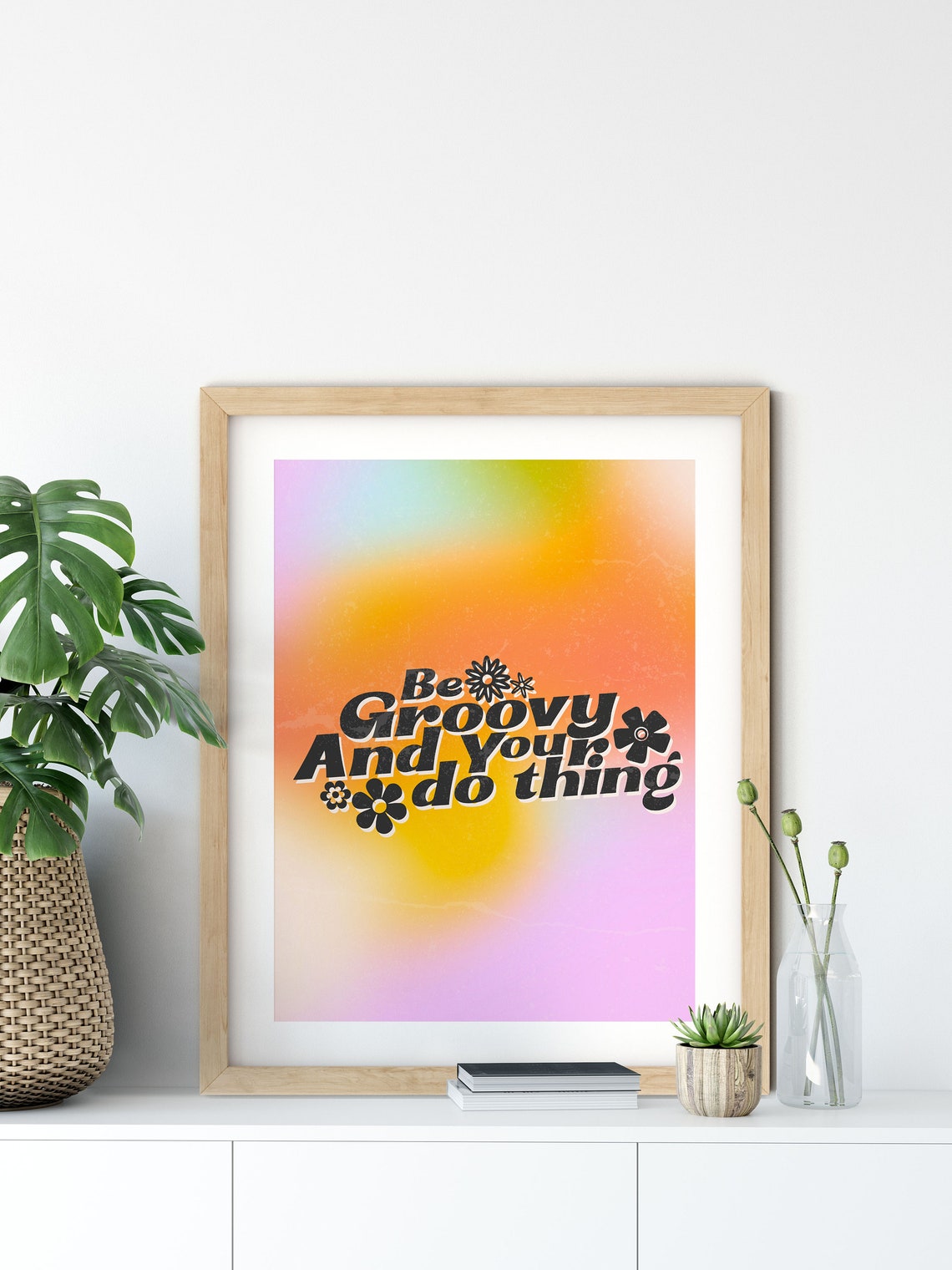 Be Groovy And Your Do Thing Retro Daisy 70s Gradient Quote Poster - Image 6