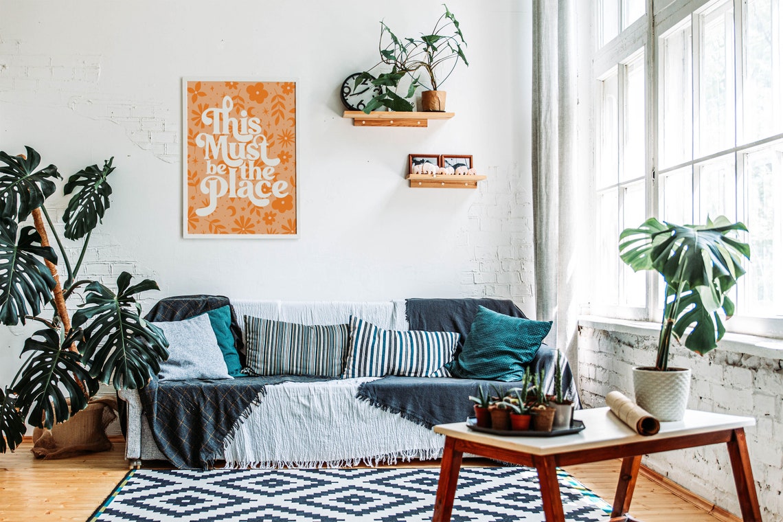 This Must Be The Place Quote Poster With Orange Floral Pattern - Image 9