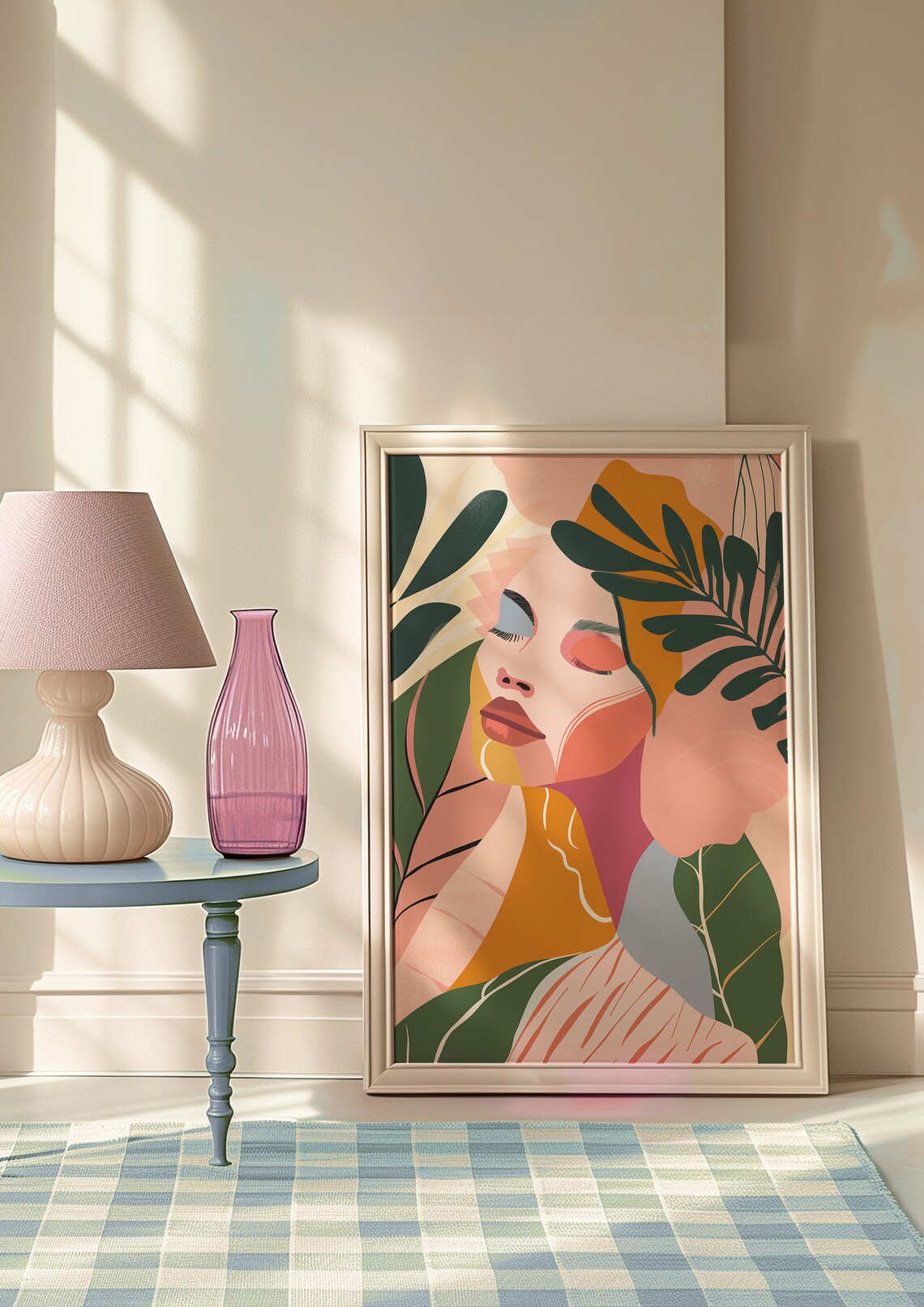 Woman Face Among Lush Tropical Leaves Dreamy Portrait Poster - Image 9