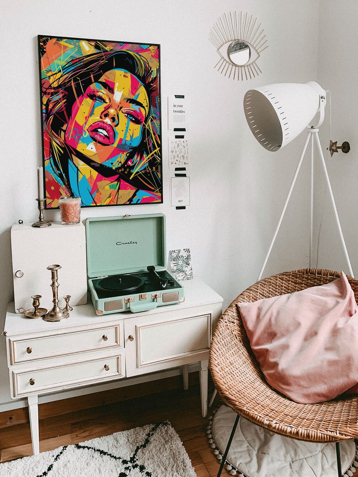 Neon Graffiti Woman Face Pop Art Poster With Paint Drip Details - Image 9