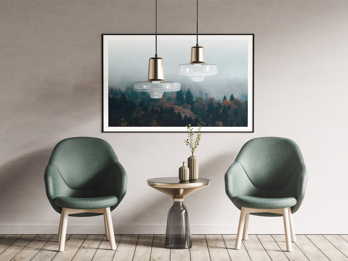 Misty Autumn Forest Fog Layers Horizontal Landscape Photography Poster - Image 2