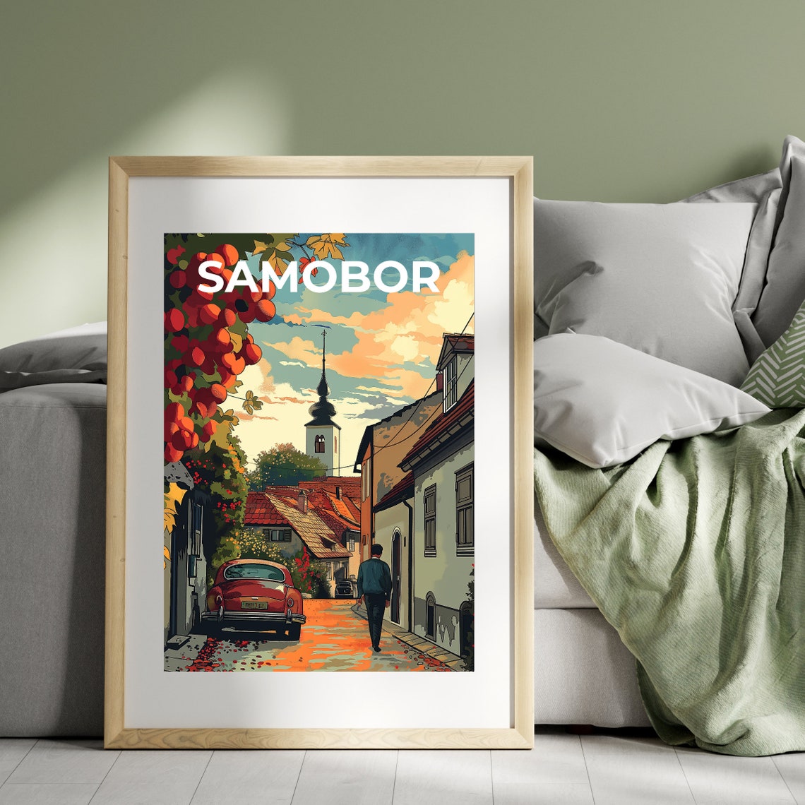Samobor Croatia Old Town Street Illustrated Vintage Travel Poster - Image 3