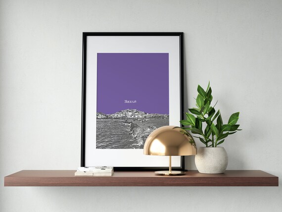 Naxos Skyline Naxos Print Naxos Greece Greece Poster Living Room Wall Decor Travel Poster Naxos Island Cityscape