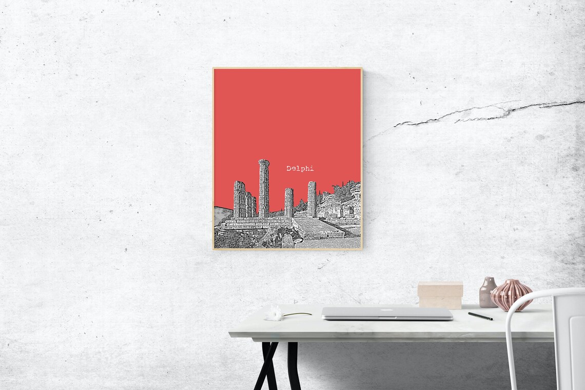 Delphi, Greece Skyline Travel Poster Art Print - Image 2