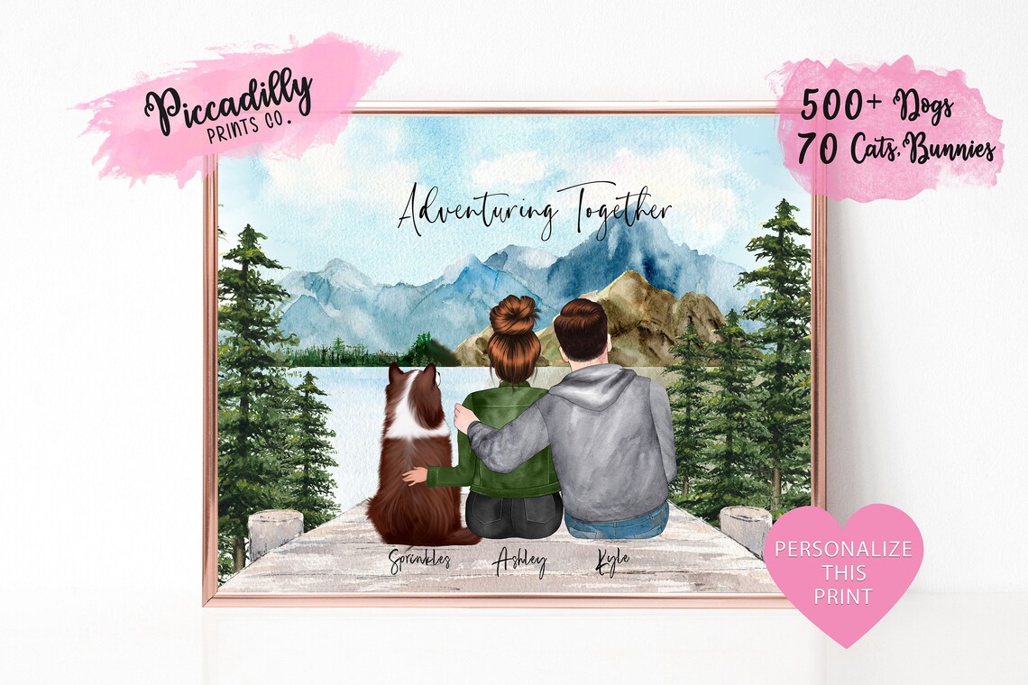 Custom Adventure Couple Print, Mountain Lake Portrait