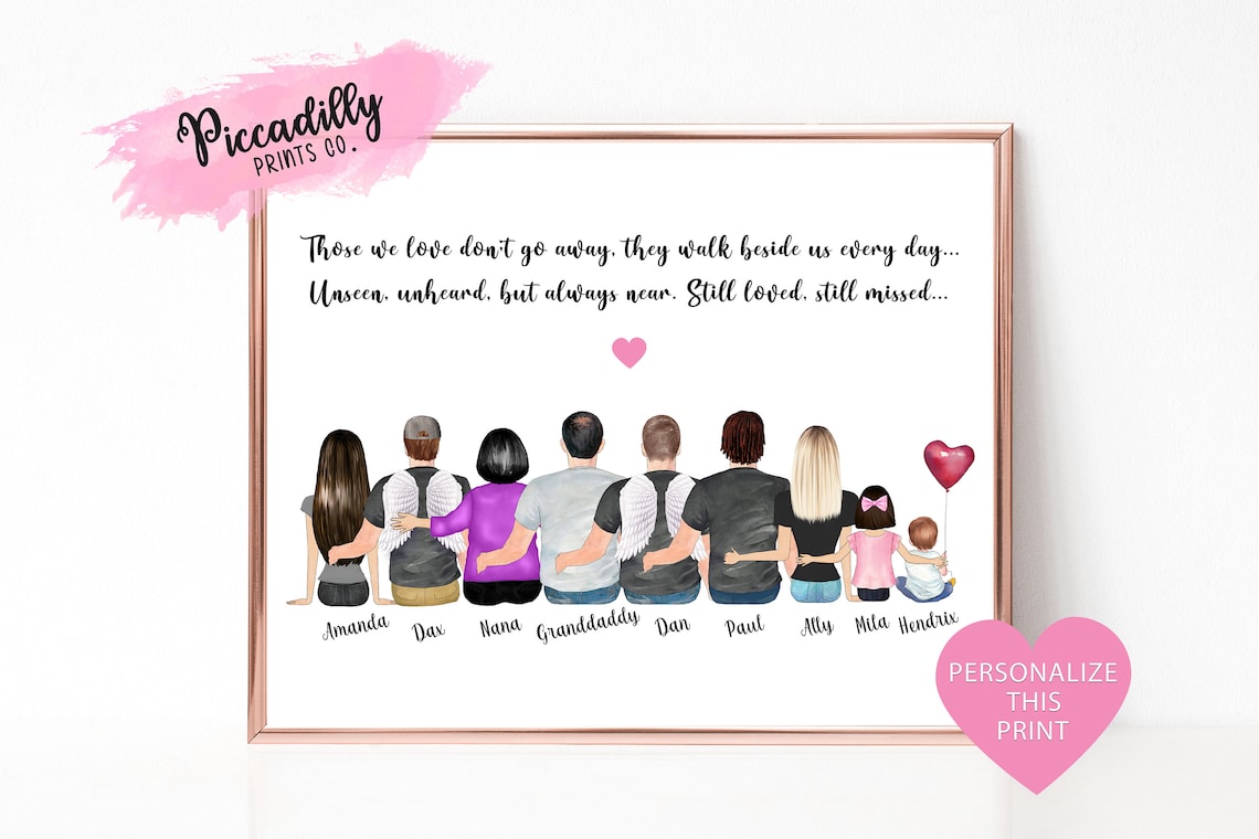 Custom Memorial Family Portrait Remembrance Art Print
