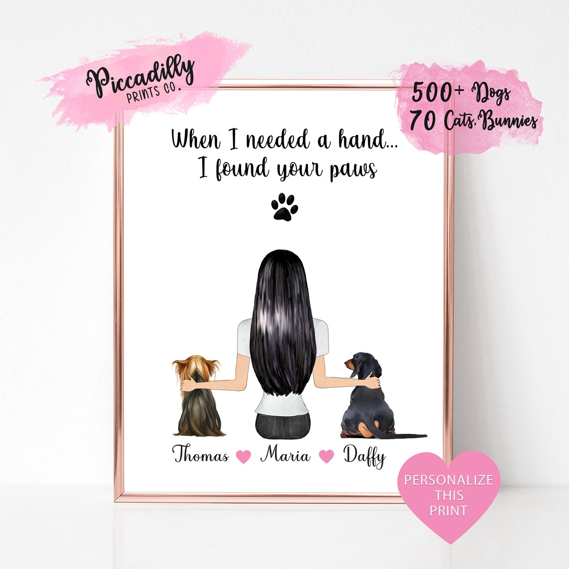 Personalized Dog Mum Portrait, Pet Mom Art Print