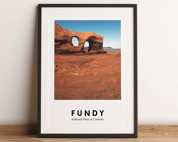 Fundy National Park Canada Red Sandstone Arch Beach Travel Poster