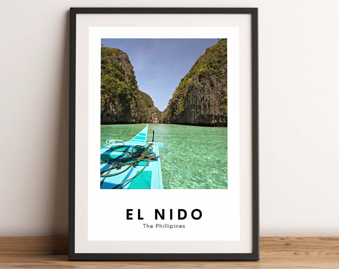 El Nido Philippines Karst Cliffs Boat Lagoon Photo Travel Poster