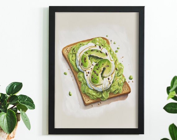 Avocado Toast Painting Artwork Print At Home Wall Art Wall Art Print Instant Art