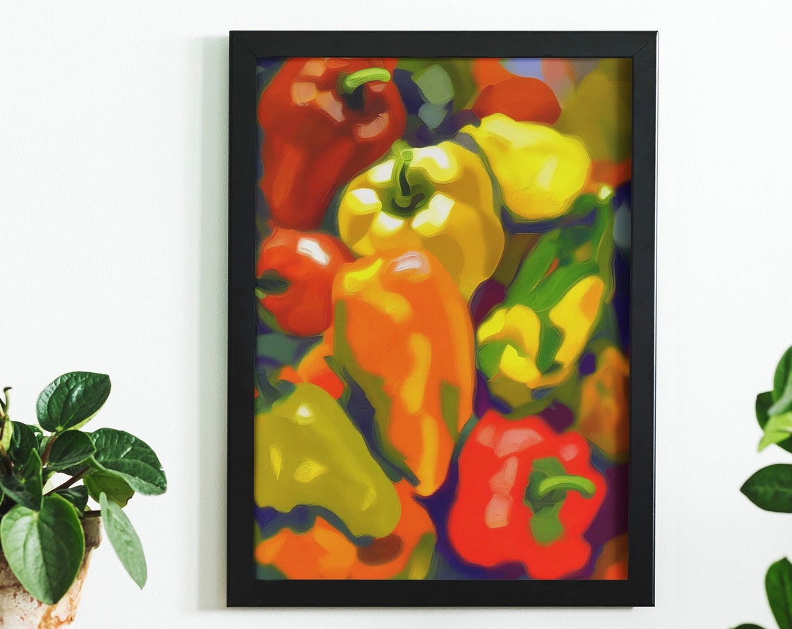 Colorful Bell Peppers Expressionist Painterly Style Art Poster