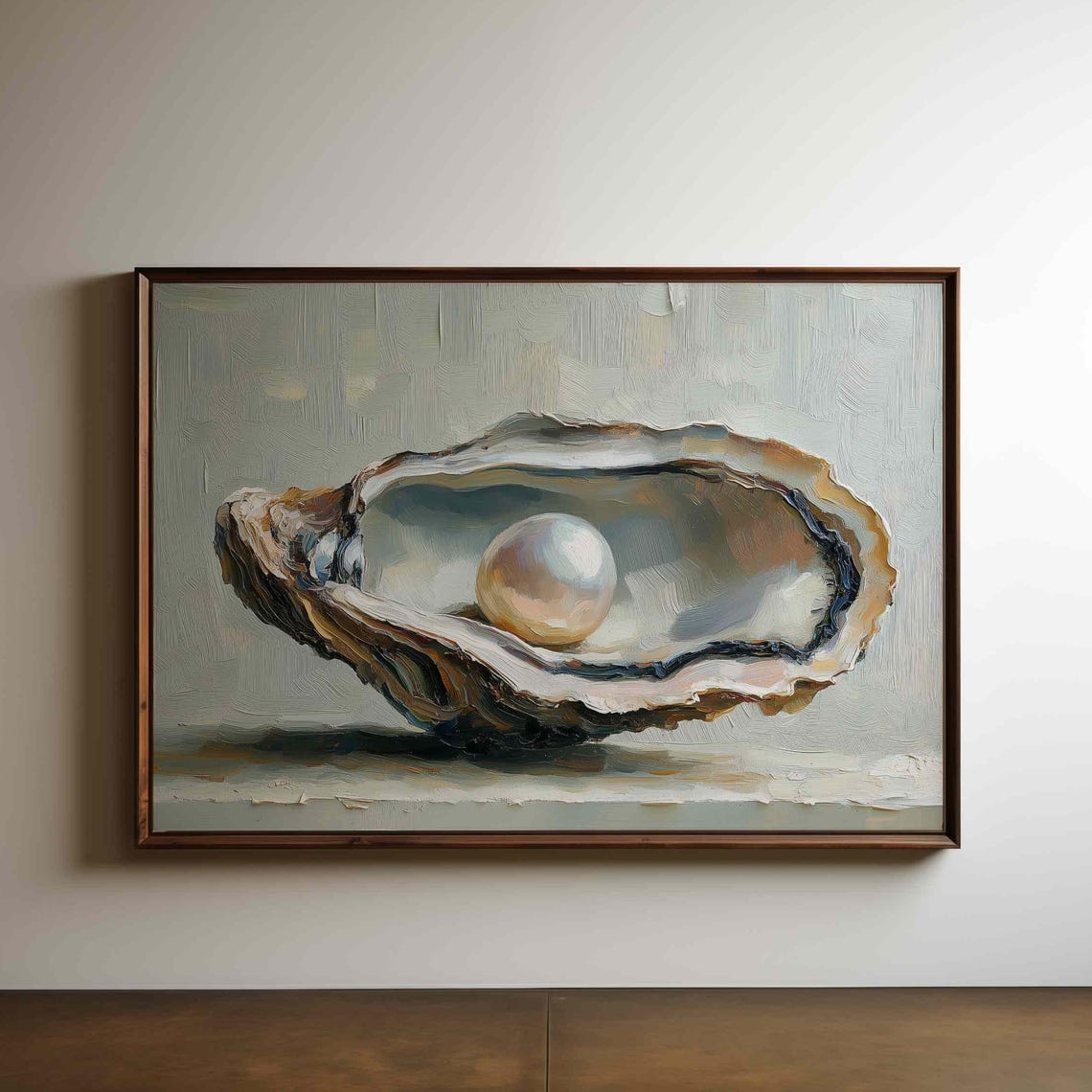 Neutral Coastal Oyster Pearl Art Print