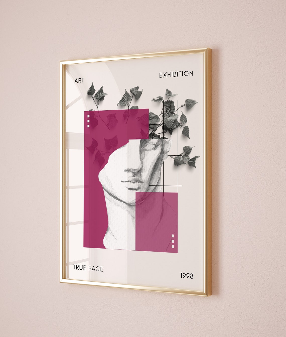 True Face 1998 Abstract Statue Magenta Art Exhibition Poster