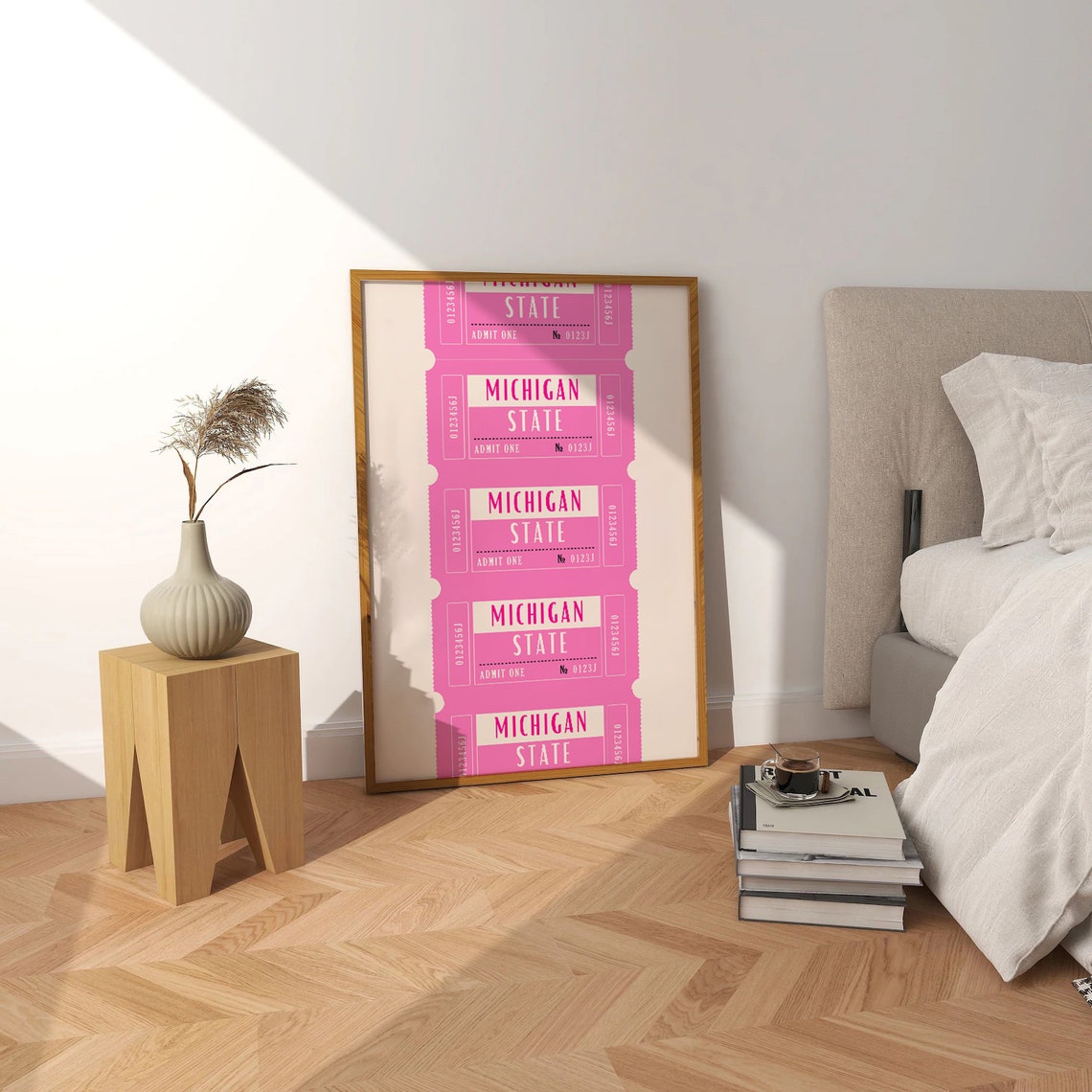 Michigan State Pink Ticket Stub Collegiate Game Room Wall Decor Poster - Image 3