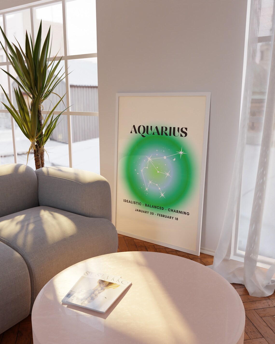 Aquarius Zodiac Constellation Green Aura Star Sign Astrology Poster - Image 4