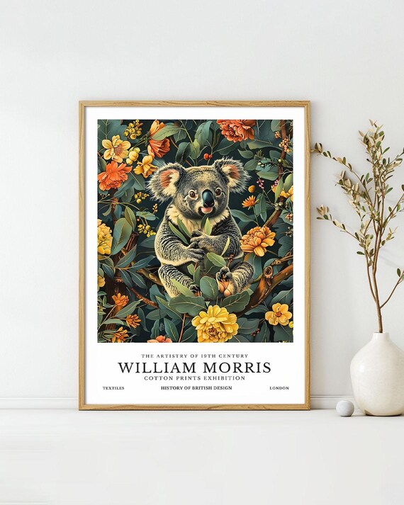 William Morris Koala Eucalyptus Flowers Cotton Prints Exhibition Poster
