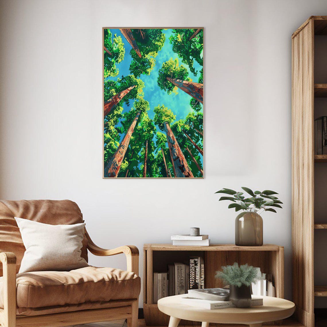 Colorful Forest Canopy Treetop Sky View Illustrated Nature Poster - Image 2