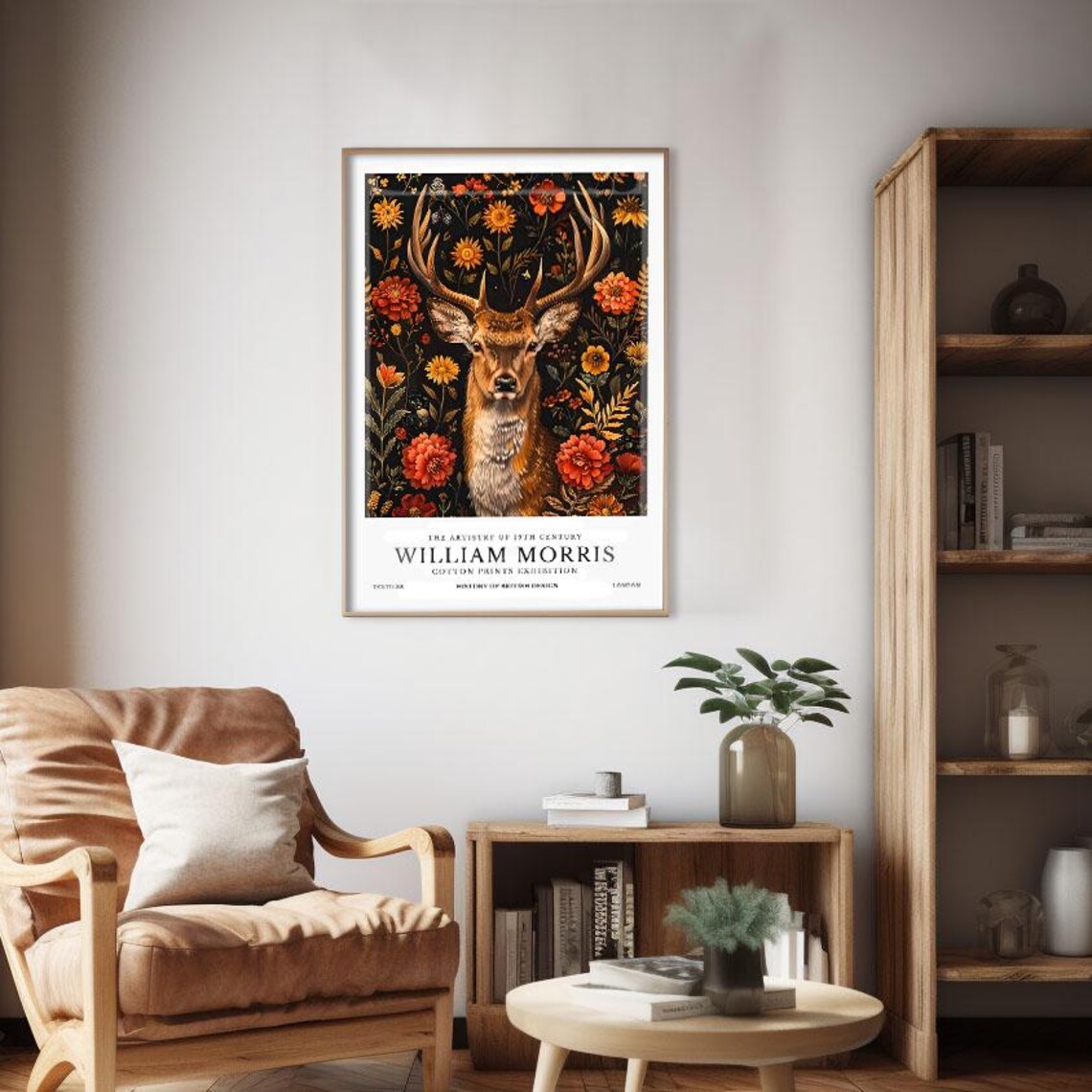 William Morris Majestic Deer Antlers Floral Cotton Prints Exhibition Poster - Image 2