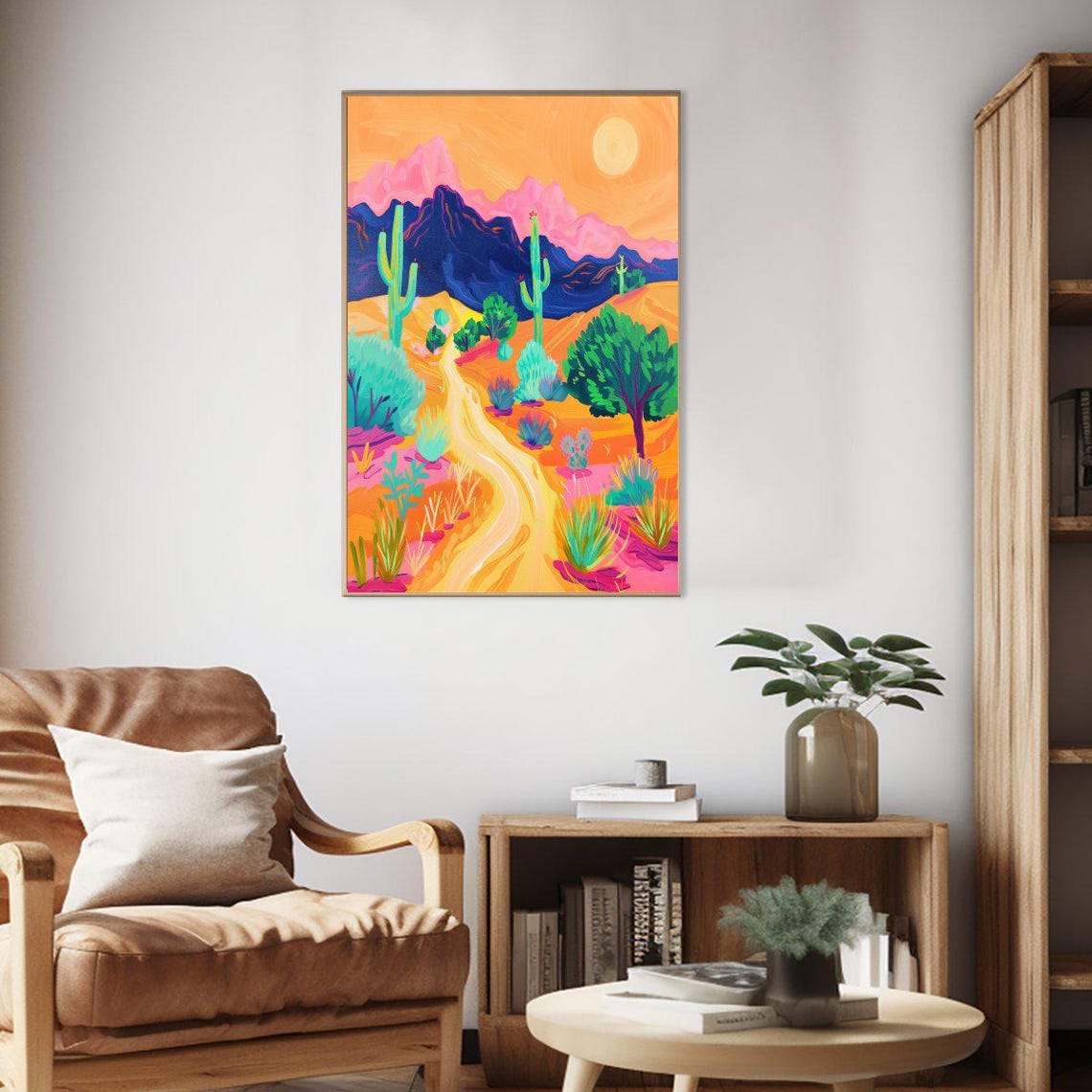 Fauvist Desert Trail Saguaro Cactus Mountain Sunshine Poster - Image 2