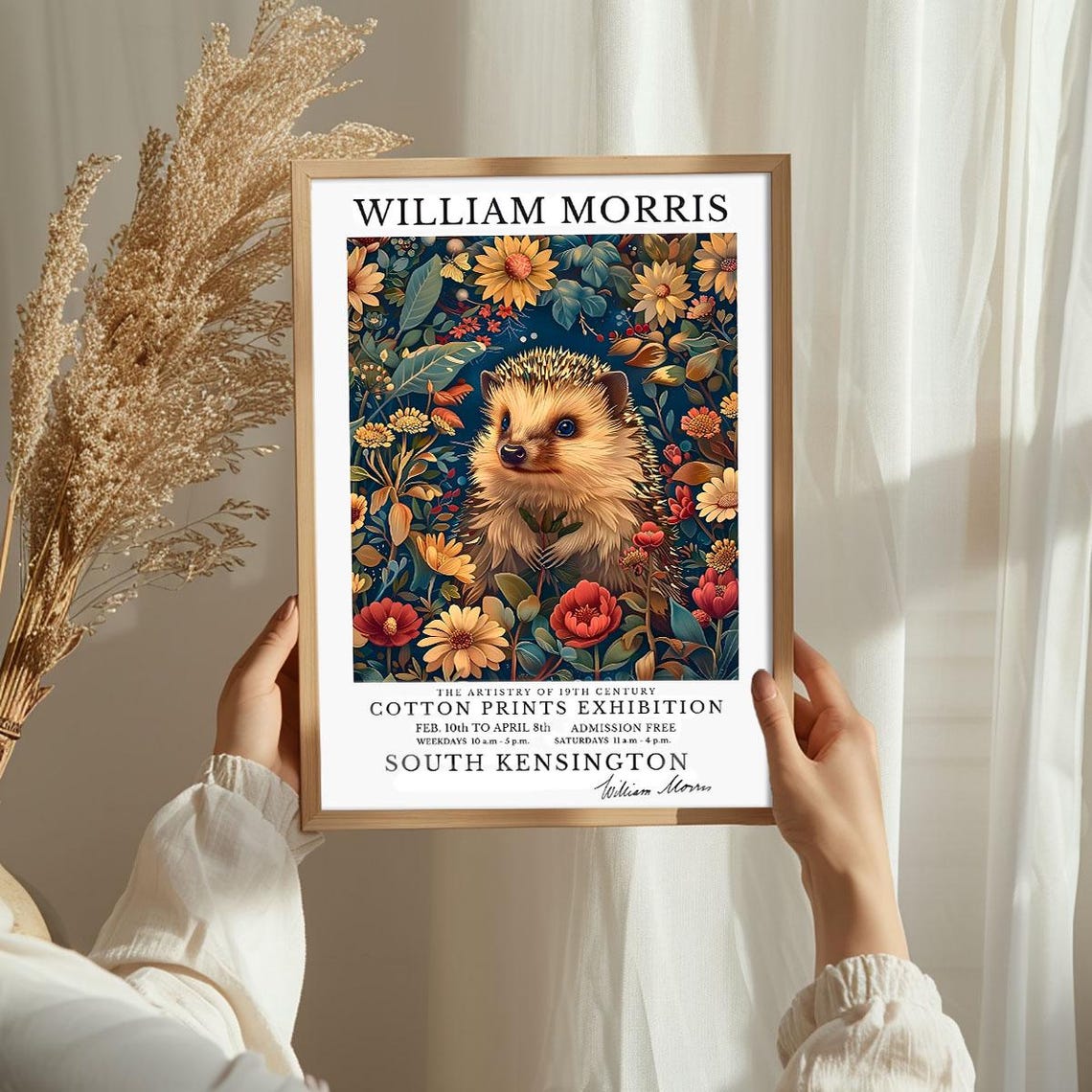 William Morris Vintage Hedgehog Sunflower Floral Exhibition Poster - Image 2