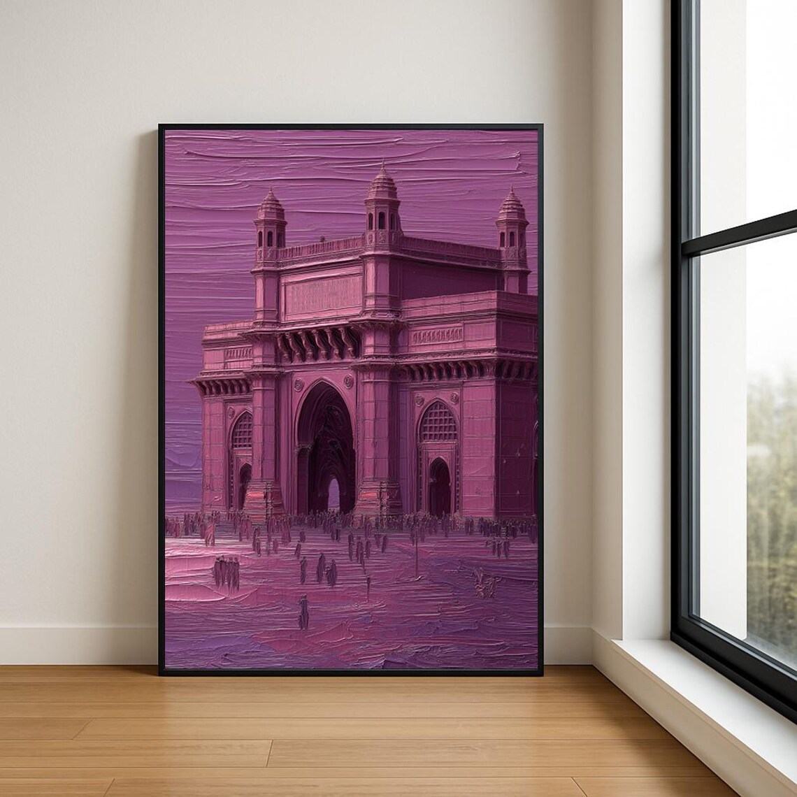 Gateway of India Mumbai Magenta Oil Painting Travel Landmark Poster