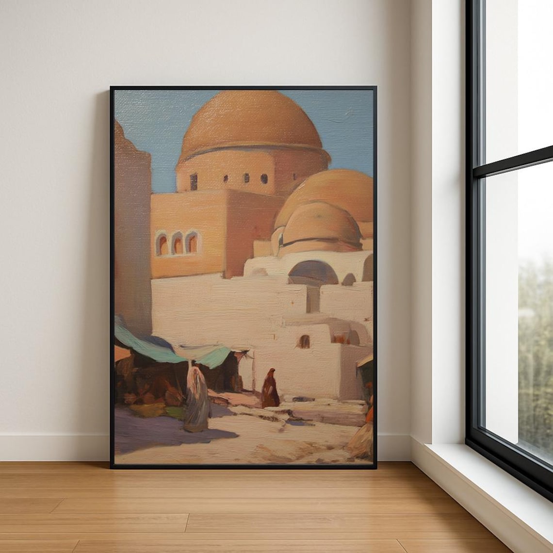 Middle Eastern Old Town Golden Domes Oil Painting Art Poster
