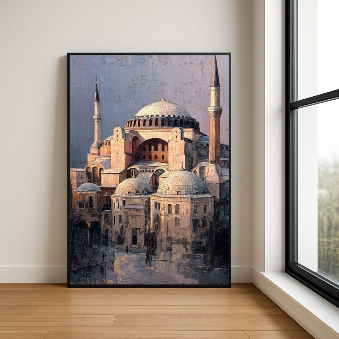 Historic Hagia Sophia Istanbul Turkey Golden Hour Oil Painting Poster