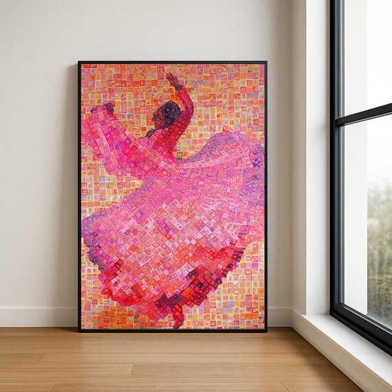 Elegant Dancing Lady Art Print Colorful Modern Dance Wall Decor