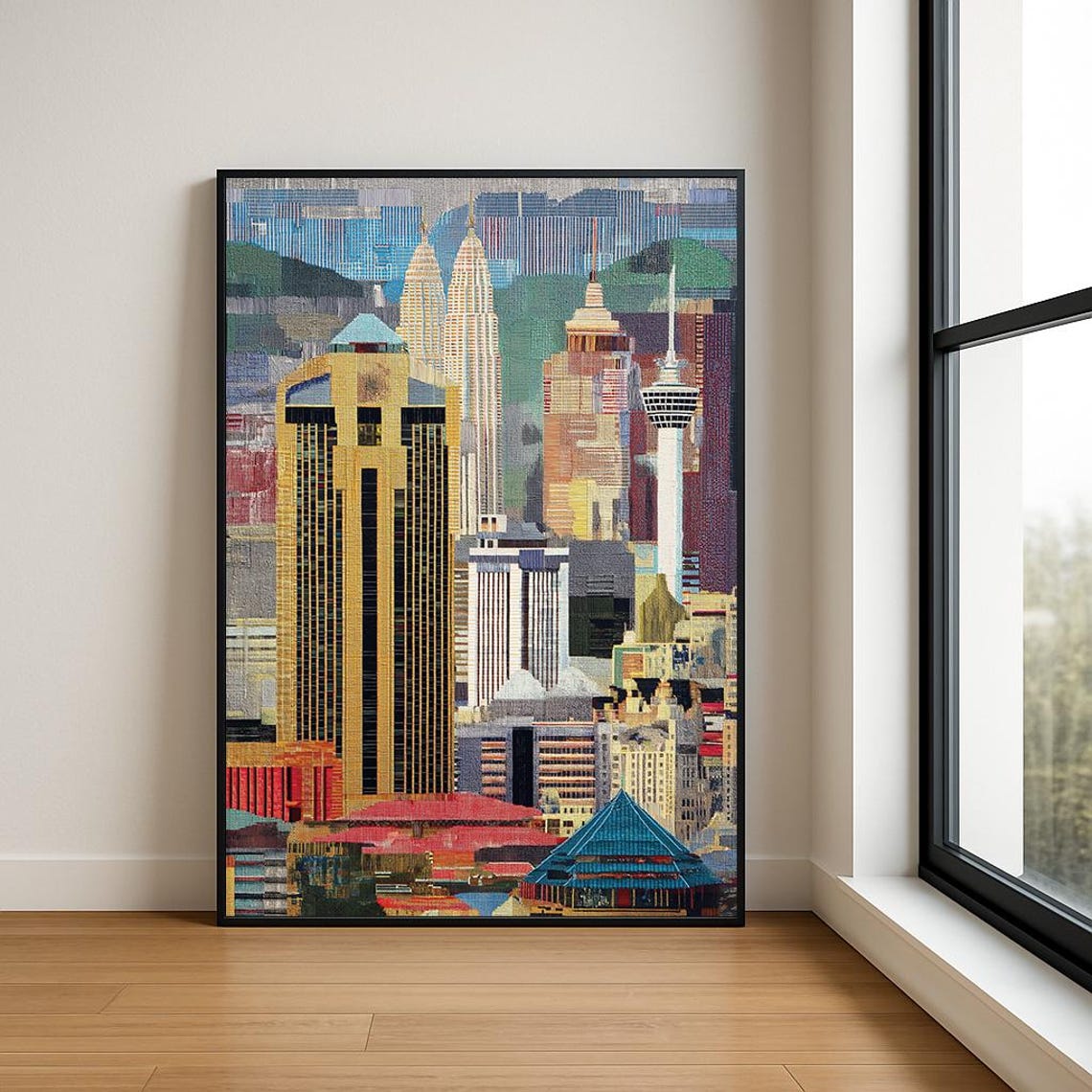 Kuala Lumpur Skyline Mosaic Petronas Towers KL Tower City Poster