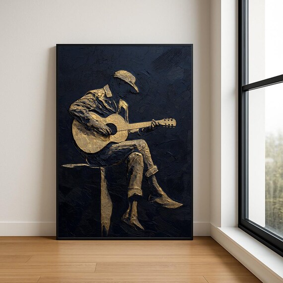 Music Lover Wall Art Print Textured Musician Abstract Oil Painting