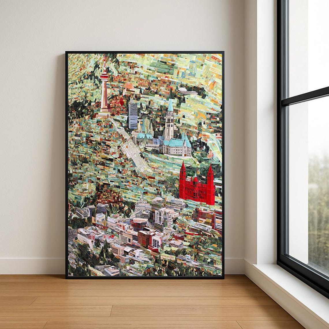 Historic City Clock Tower Parliament Buildings Mosaic Art Poster
