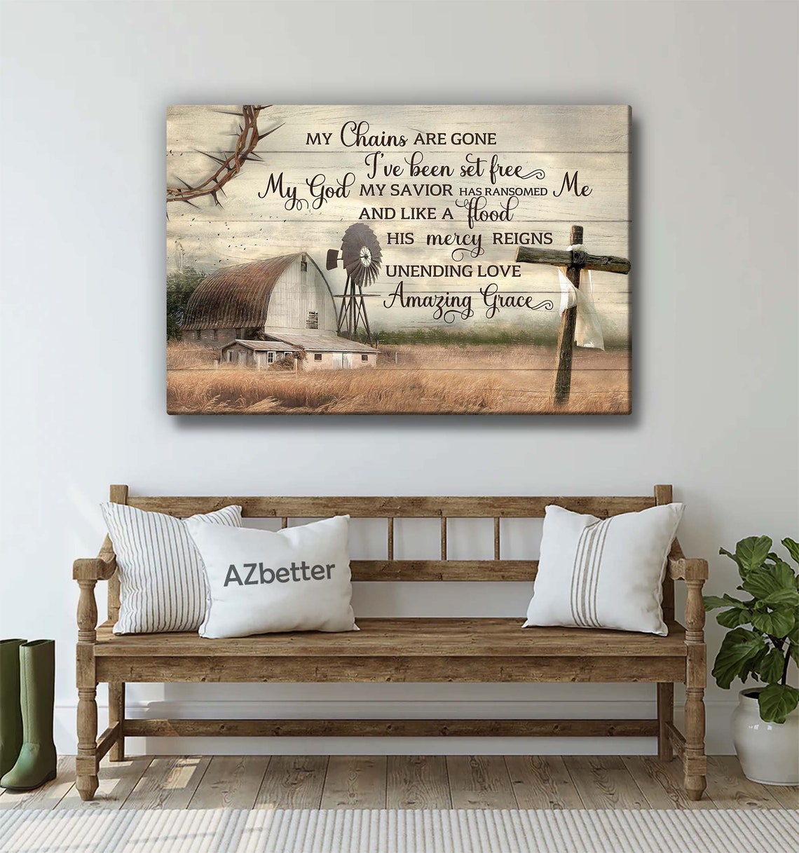 My Chains Are Gone Amazing Grace Hymn Barn Cross Farmhouse Poster - Image 5