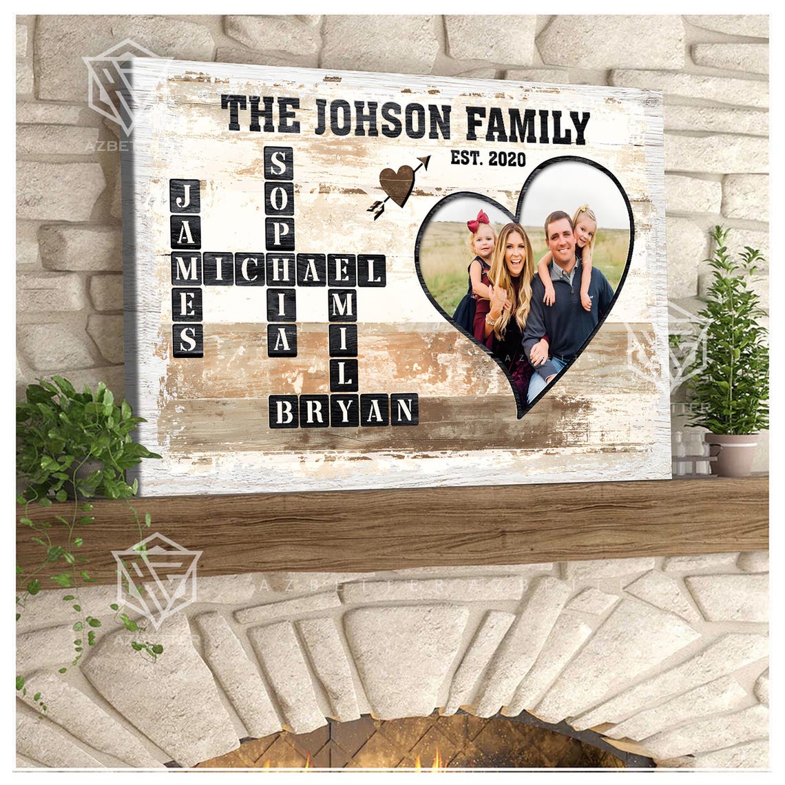 Personalized Family Name Crossword Family Name Sign Custom Family Letter Tile Print Name Puzzle Last Name Sign Family Picture - Image 3